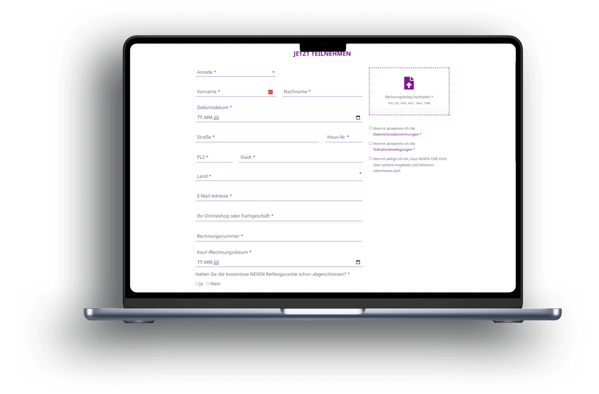 Nexen Kampagnenseite Laptop Mockup