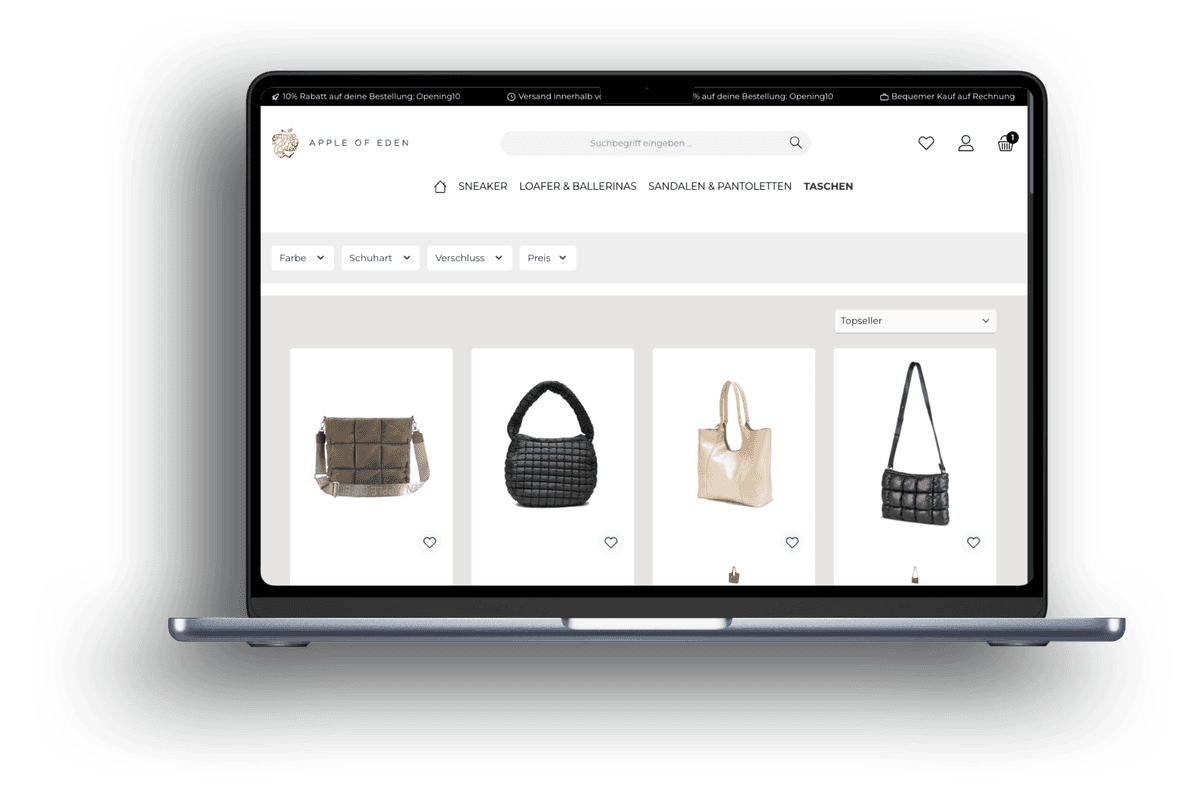 Apple of Eden Listing auf Laptop