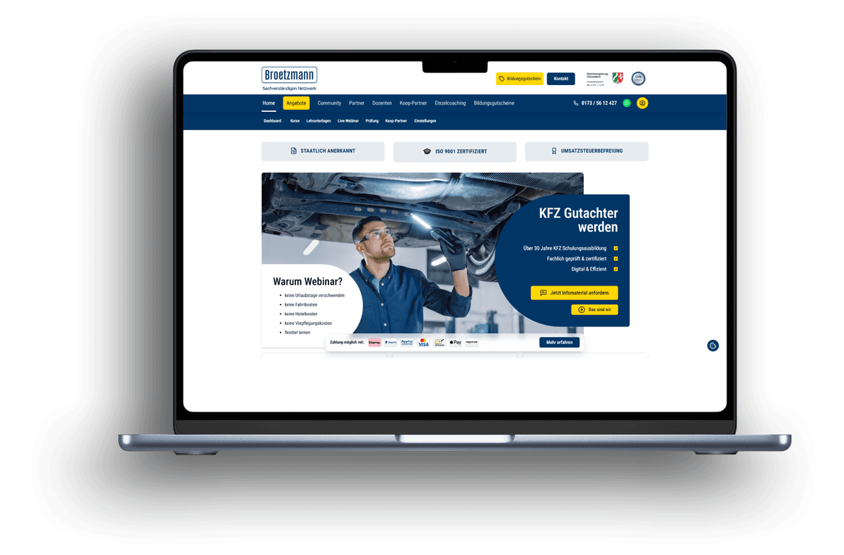 Broetzmann Webinar-Plattform Mockup