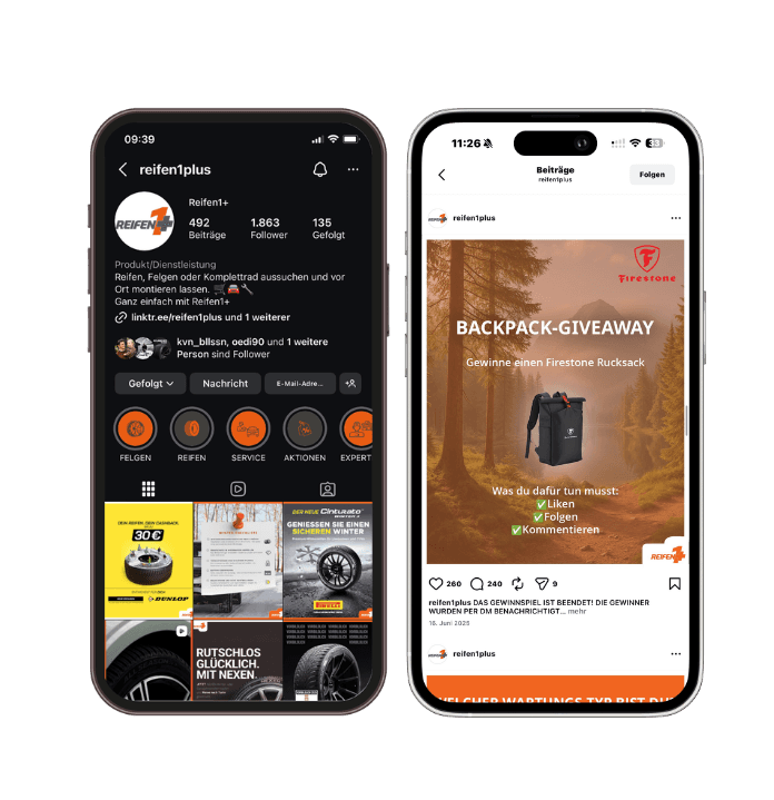 Reifen1+ Social Media Kampagne Mockup