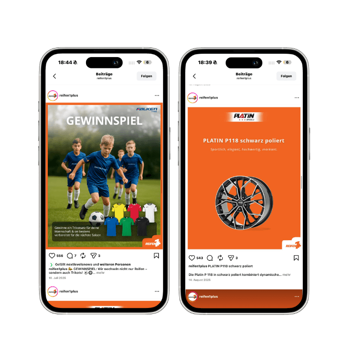 Reifen1+ Gewinnspiel Social Media Mockup